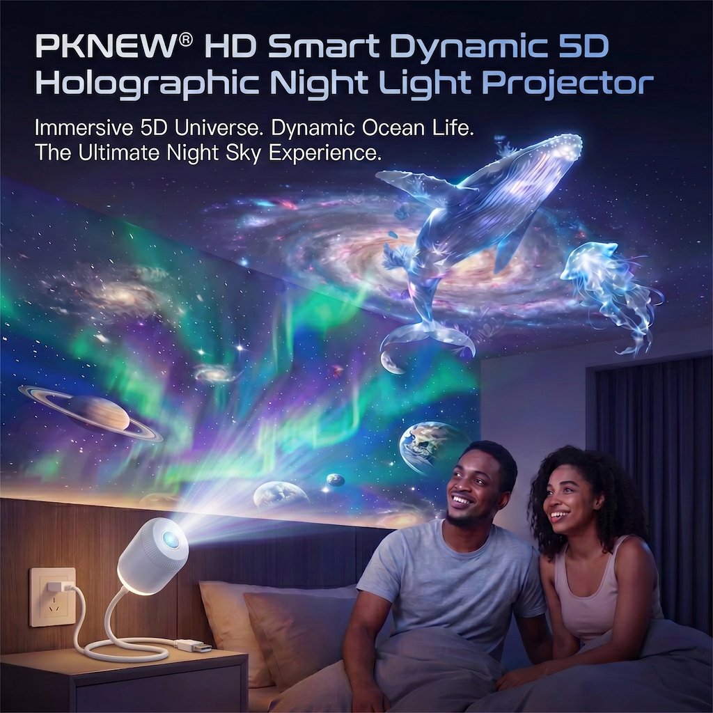 Cozy Nights 🔬|💕 PKNEW®  NEXT-GEN SMART PROJECTION HD Smart Dynamic 5D Holographic Night Light Projector