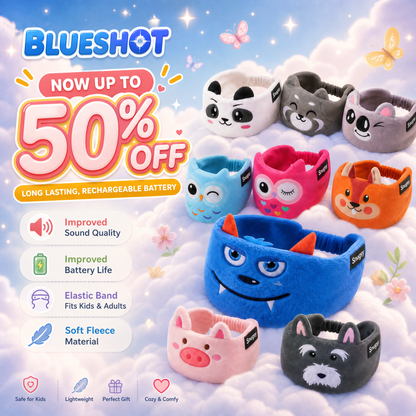 𝑩𝑳𝑼𝑬𝙎𝙃𝑶𝑻® 💕 Soft Bluetooth Sleep Headband For Kids, Toddlers & Adults Long Flights. Quiet Kids. Stress-Free Travel