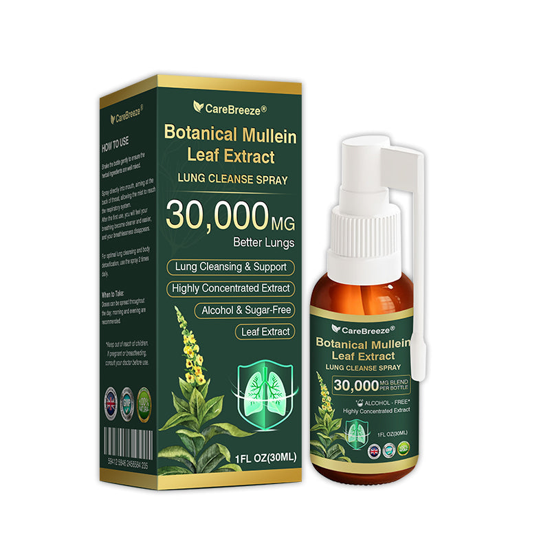 ✅UK Official Store:CareBreeze® Botanical Mullein Leaf Extract Lung Cleanse Spray（👨‍⚕️Directly acts on COPD, asthma, chronic bronchitis (CB), respiratory infections, lung cancer, sinusitis, and other conditions）
