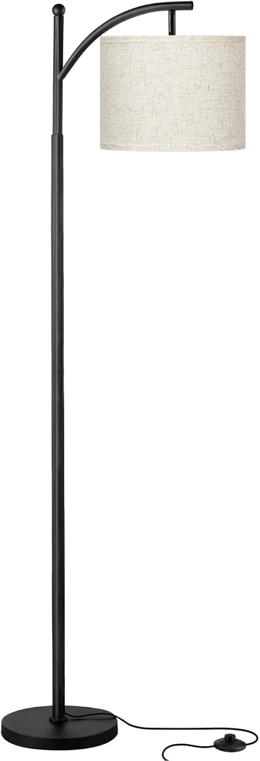 Tall Floor Lamp with 3 Color Temperatures – Adjustable Linen Shade, 60", for Living Room, Bedroom, Office & Dorm, Bulb Included, Beige & Black
