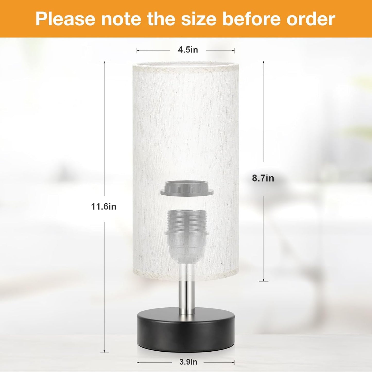 Small Bedside Table Lamp – Minimalist Nightstand & Desk Lamp for Bedroom, Living Room, Office, Dorm