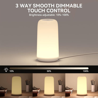 Touch LED Bedside Lamp – RGB Dimmable Night Light for Bedroom & Living Room Decor, Gift for Women & Mom