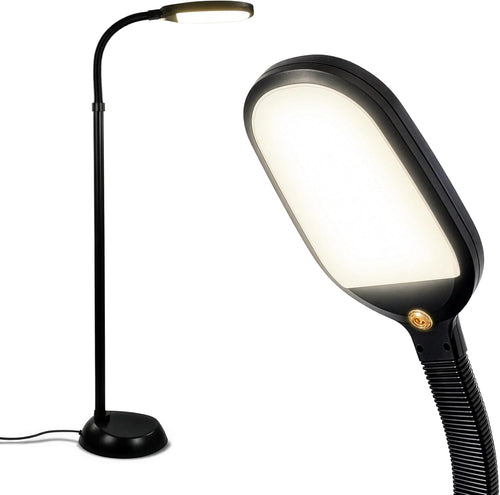 LED Floor Reading Lamp – Adjustable Gooseneck Standing Light for Reading, Crafts & Office, Black