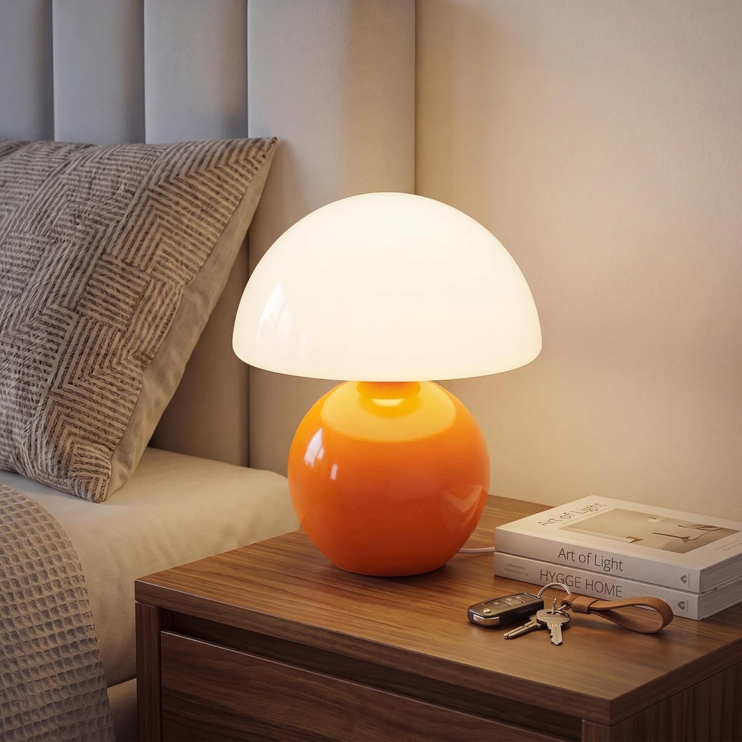 Table Lamp for Bedroom, Ice Crackle Bedside Lamp, Small Modern Nightstand Lamp for Living Room, Cute Mid Century Desk Lamp