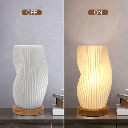 Small Table Lamp – Vintage Striped Bedside Night Light, Mini Lamp for Bedroom, Living Room, Office & Dorm, Warm Light