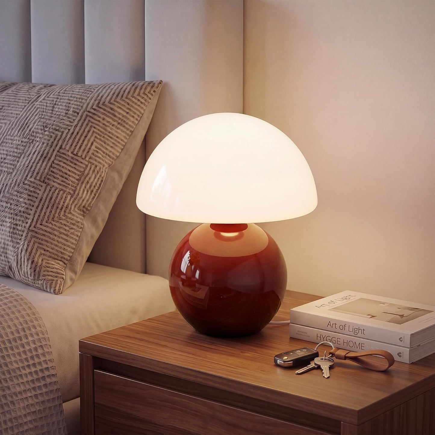 Table Lamp for Bedroom, Ice Crackle Bedside Lamp, Small Modern Nightstand Lamp for Living Room, Cute Mid Century Desk Lamp