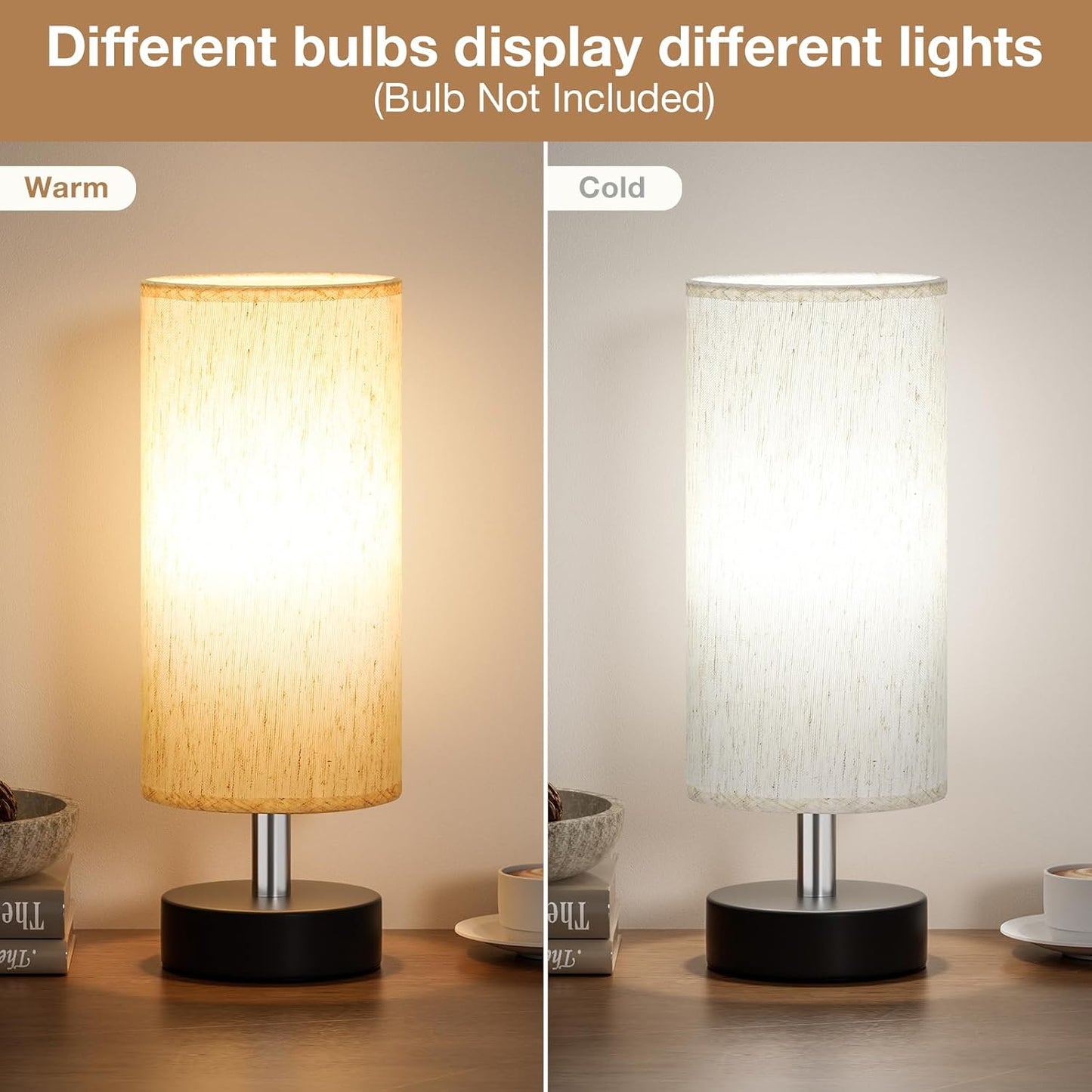 Small Bedside Table Lamp – Minimalist Nightstand & Desk Lamp for Bedroom, Living Room, Office, Dorm