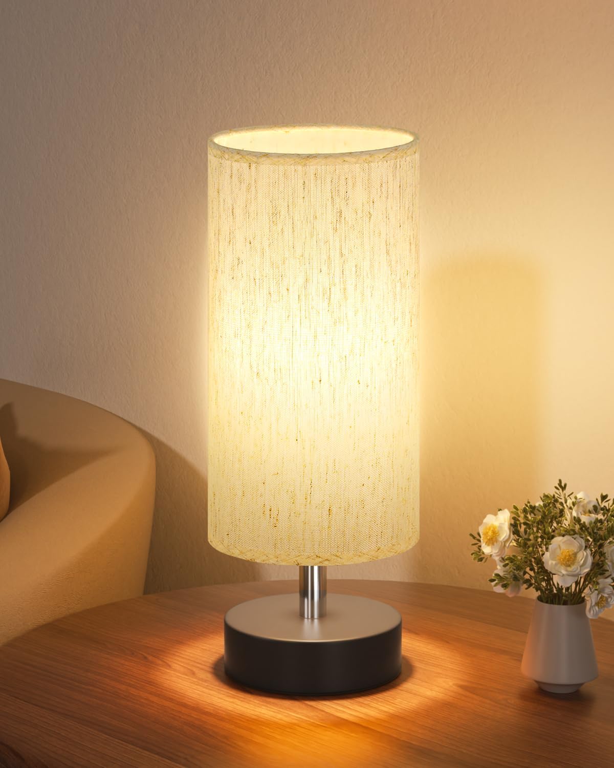 Small Bedside Table Lamp – Minimalist Nightstand & Desk Lamp for Bedroom, Living Room, Office, Dorm