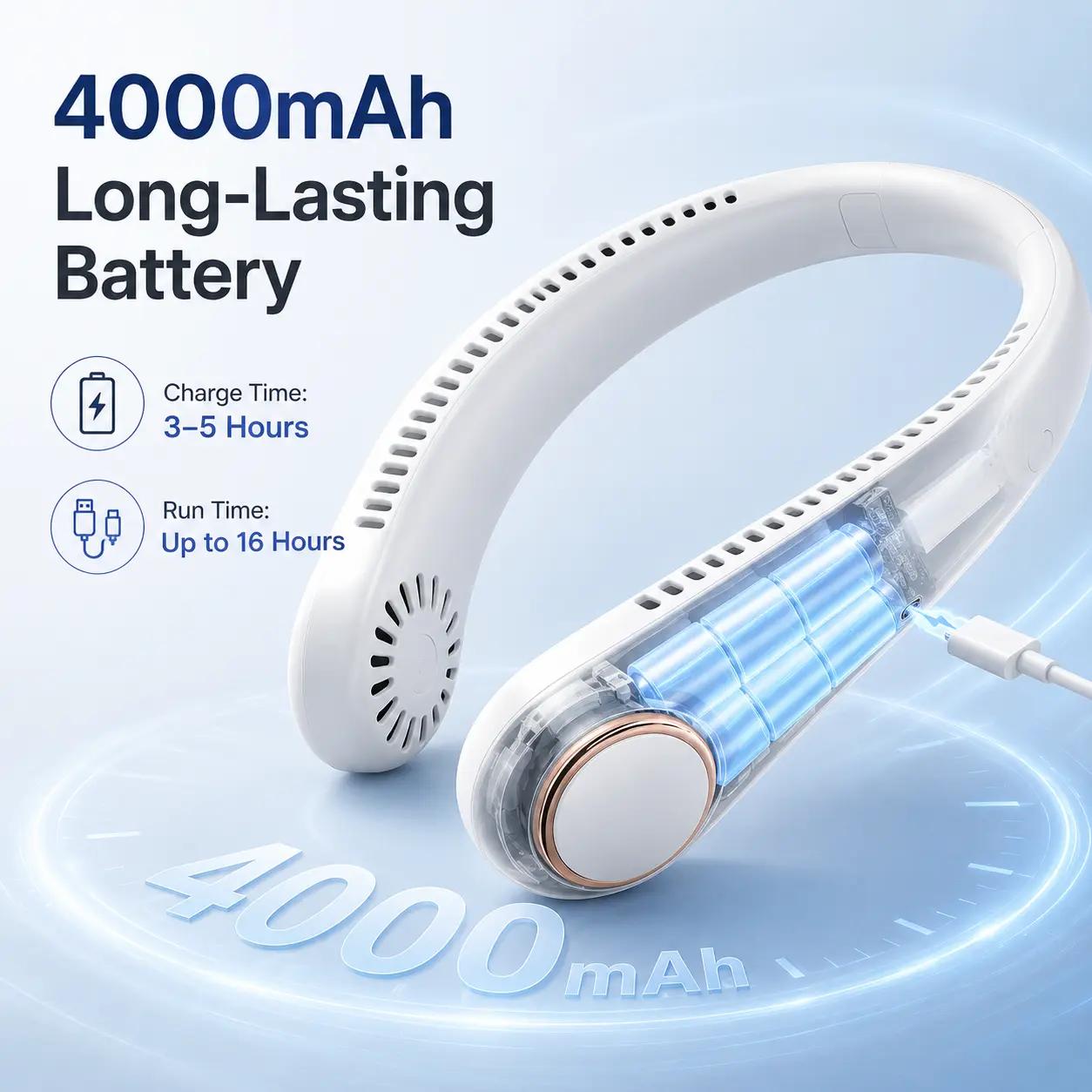 𝐏𝐊𝗡𝐄𝙒® 𝑷𝒐𝒓𝒕𝒂𝒃𝒍𝒆 𝑵𝒆𝒄𝒌 𝑭𝒂𝒏, Bladeless Wearable Personal Fan, Hands-Free Cooling for Outdoor & Office👑