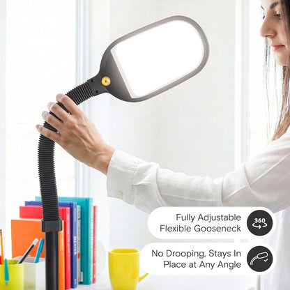 LED Floor Reading Lamp – Adjustable Gooseneck Standing Light for Reading, Crafts & Office, Black