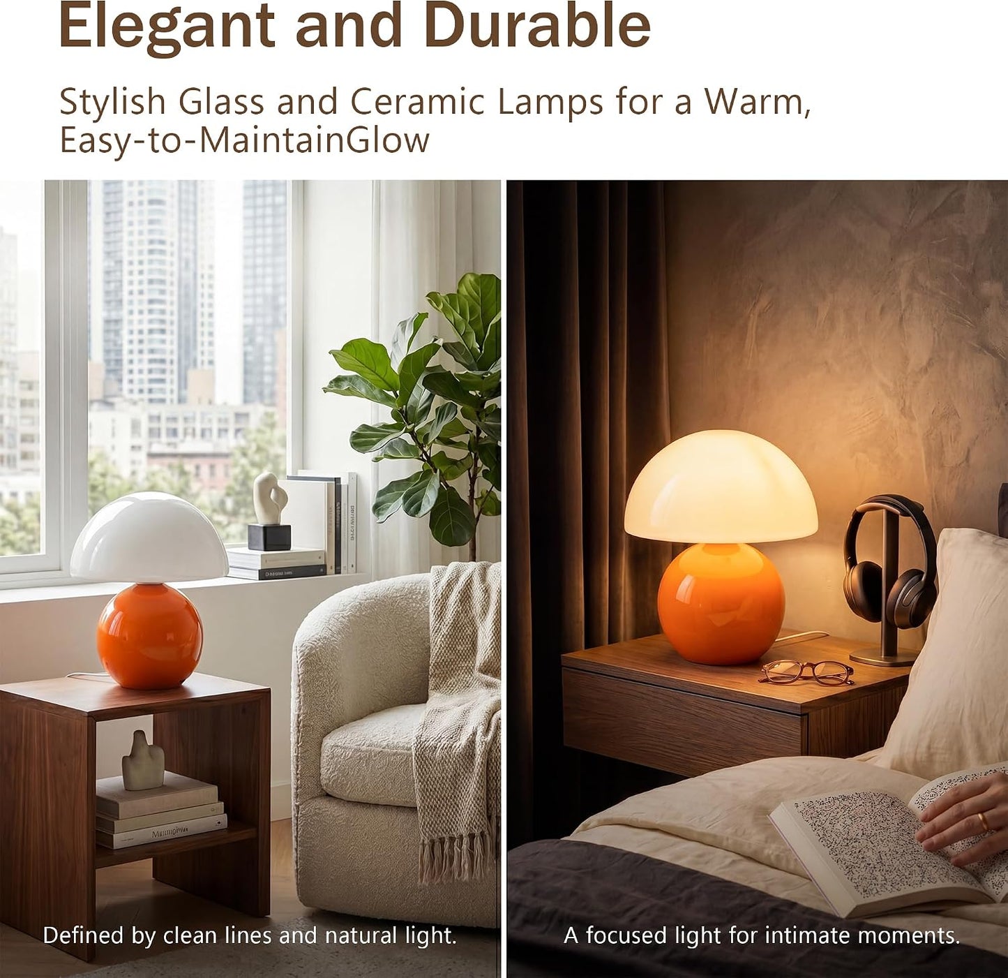 Table Lamp for Bedroom, Ice Crackle Bedside Lamp, Small Modern Nightstand Lamp for Living Room, Cute Mid Century Desk Lamp