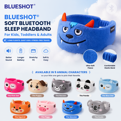 𝑩𝑳𝑼𝑬𝙎𝙃𝑶𝑻® 💕 Soft Bluetooth Sleep Headband For Kids, Toddlers & Adults Long Flights. Quiet Kids. Stress-Free Travel