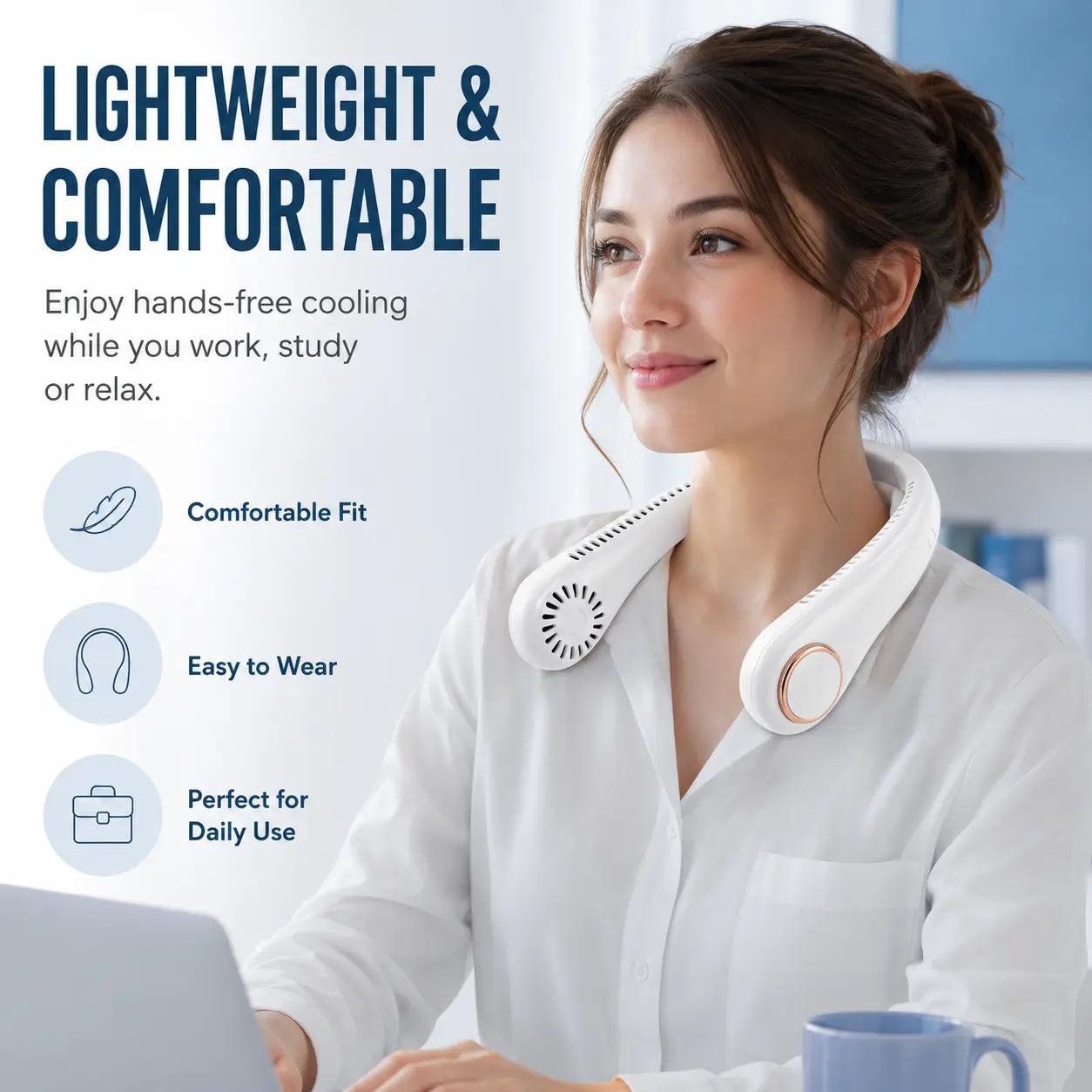 𝐏𝐊𝗡𝐄𝙒® 𝑷𝒐𝒓𝒕𝒂𝒃𝒍𝒆 𝑵𝒆𝒄𝒌 𝑭𝒂𝒏, Bladeless Wearable Personal Fan, Hands-Free Cooling for Outdoor & Office👑