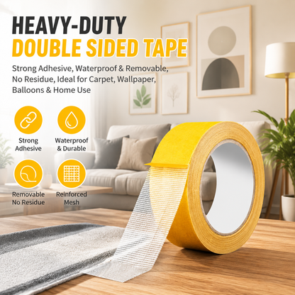 𝐏𝐊𝗡𝑬𝓦® Heavy-Duty Double Sided Tape, StrongAdhesive, Waterproof & Removable, No Residue, Idealfor Carpet, Wallpaper, Balloons & Home Use👑