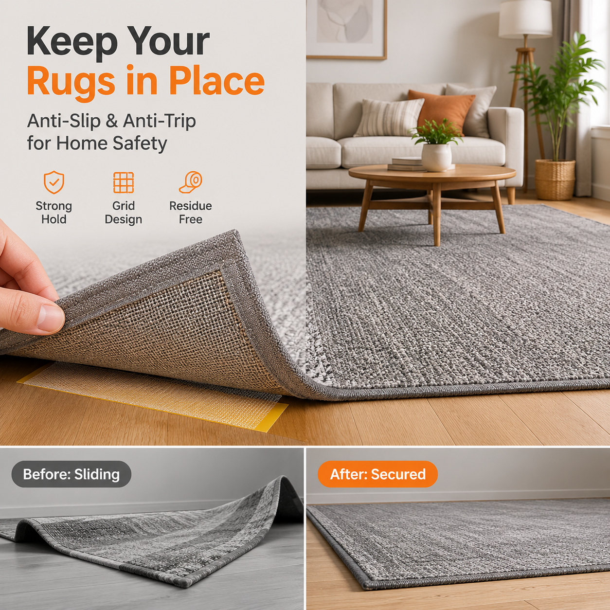 𝐏𝐊𝗡𝑬𝓦® Heavy-Duty Double Sided Tape, StrongAdhesive, Waterproof & Removable, No Residue, Idealfor Carpet, Wallpaper, Balloons & Home Use👑