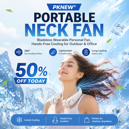 𝐏𝐊𝗡𝐄𝙒® 𝑷𝒐𝒓𝒕𝒂𝒃𝒍𝒆 𝑵𝒆𝒄𝒌 𝑭𝒂𝒏, Bladeless Wearable Personal Fan, Hands-Free Cooling for Outdoor & Office👑