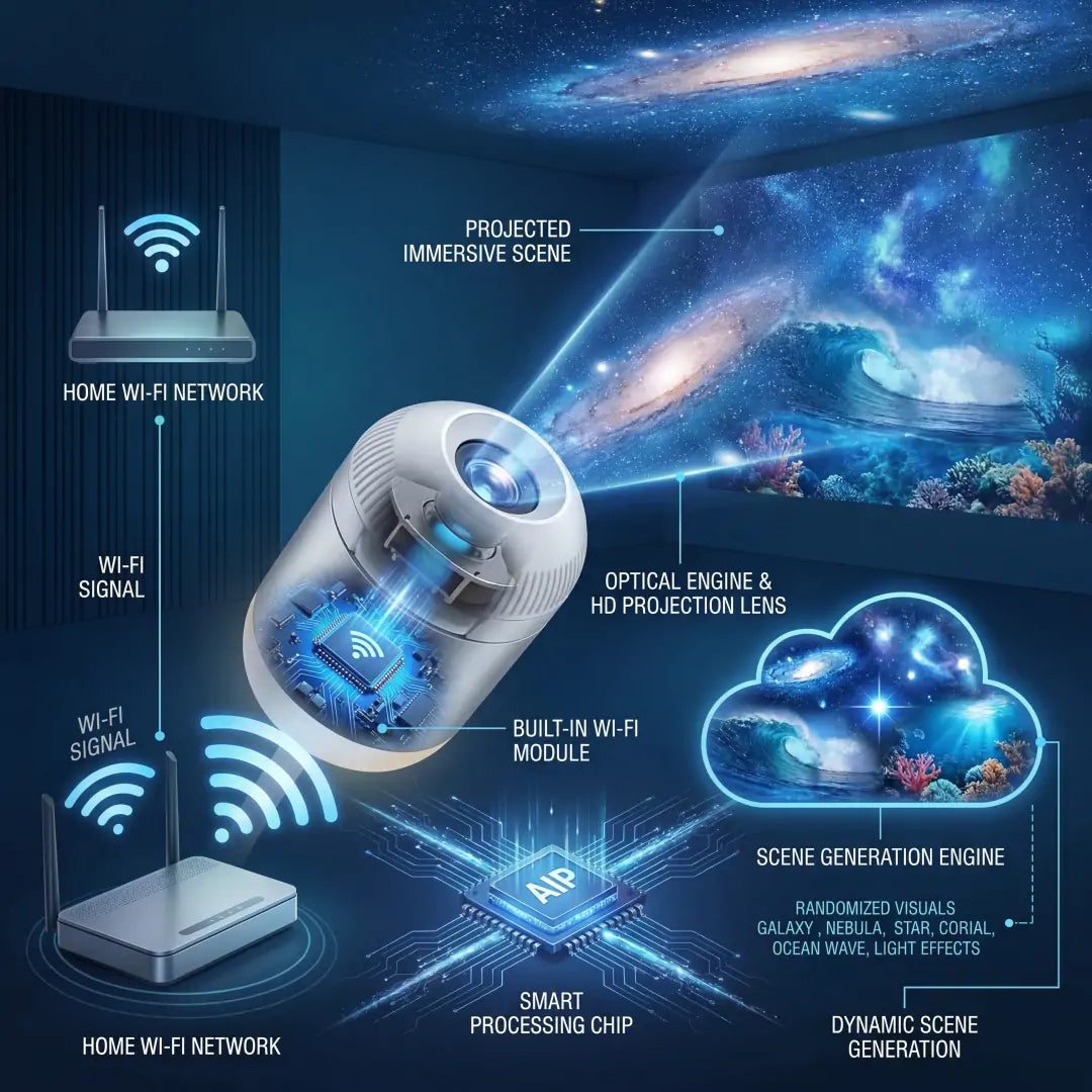 PKNEW® 🌟 360° Galaxy & Ocean Wave Ambient Projector